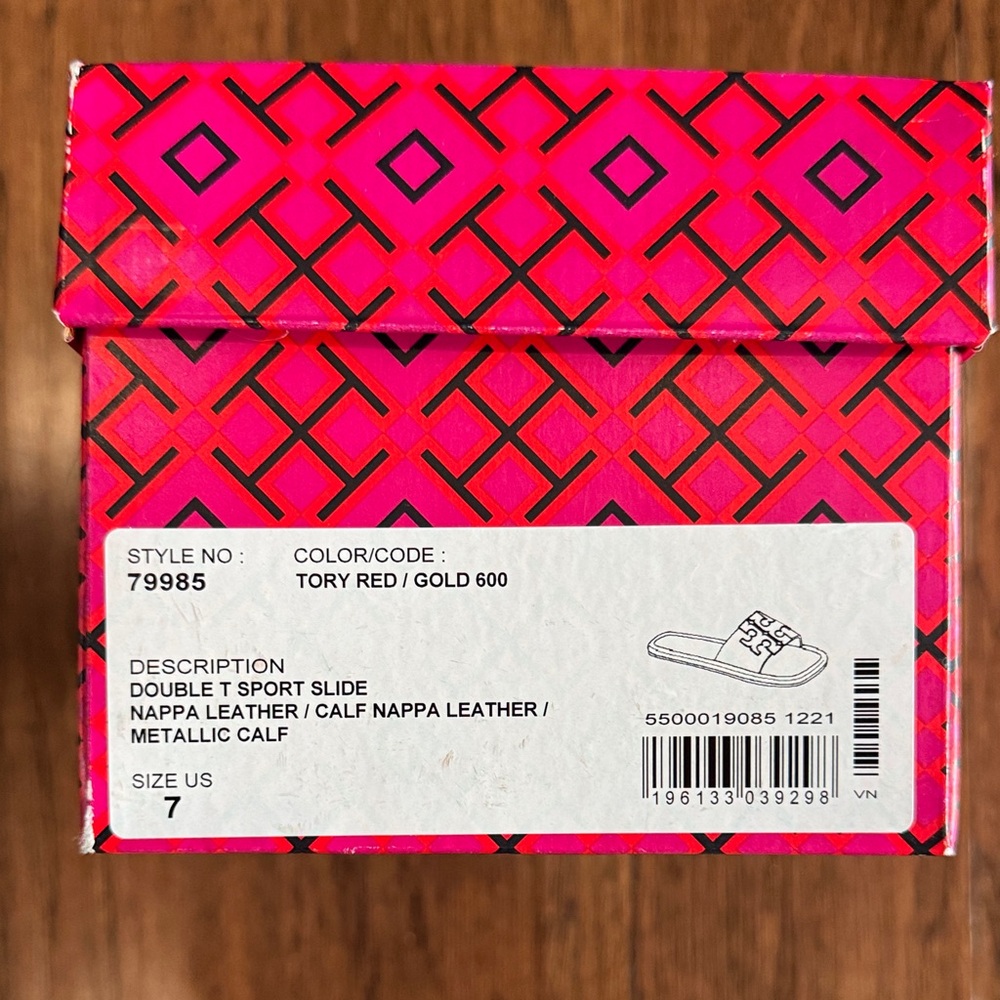 New!! Tory Burch Red and Gold Double T sport slide size 7 - Picture 9 of 9
